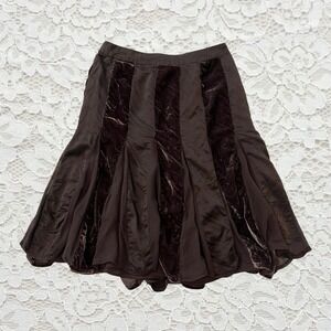 vintage brown silk and velvet midi skirt